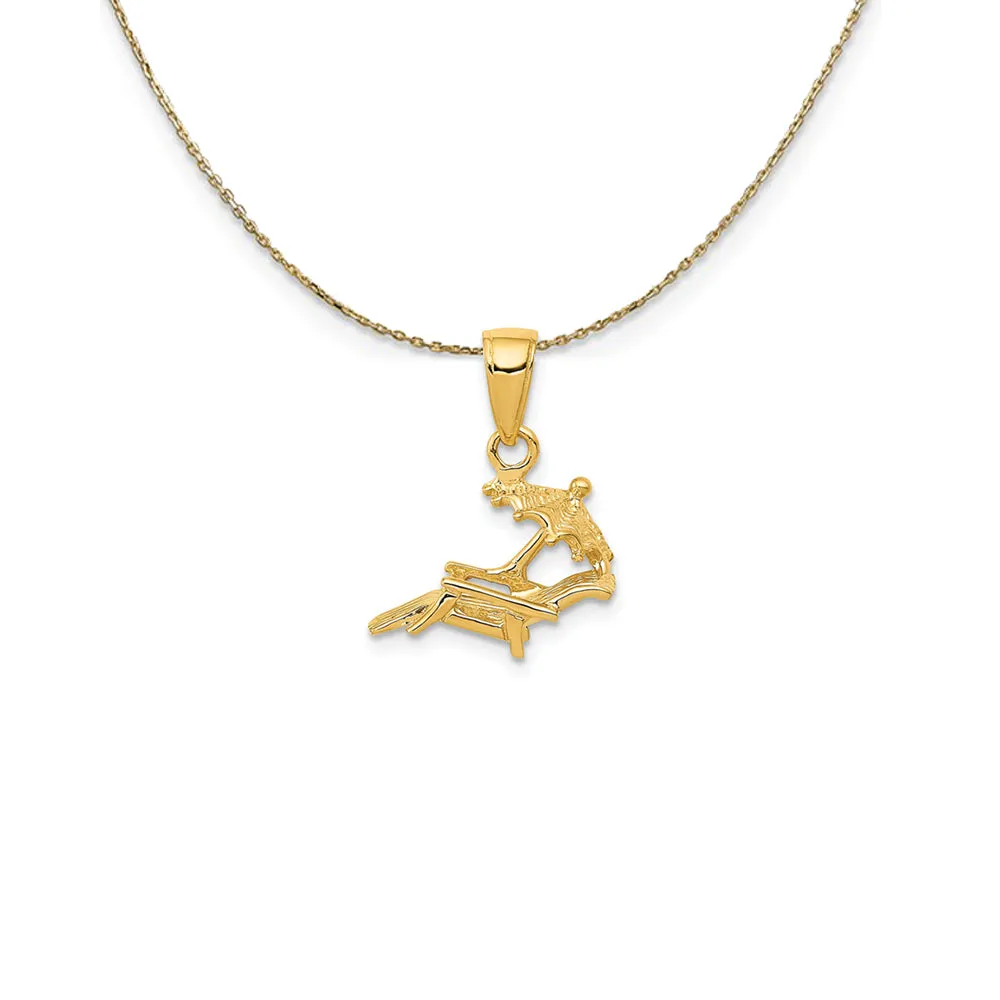 14k Yellow Gold 3D Lounge Chair and Umbrella Necklace