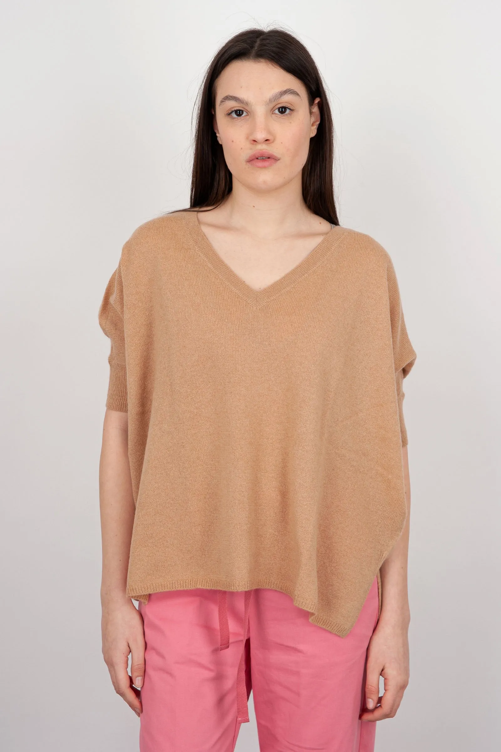 Absolut Cashmere Maglia Poncho Lana Beige