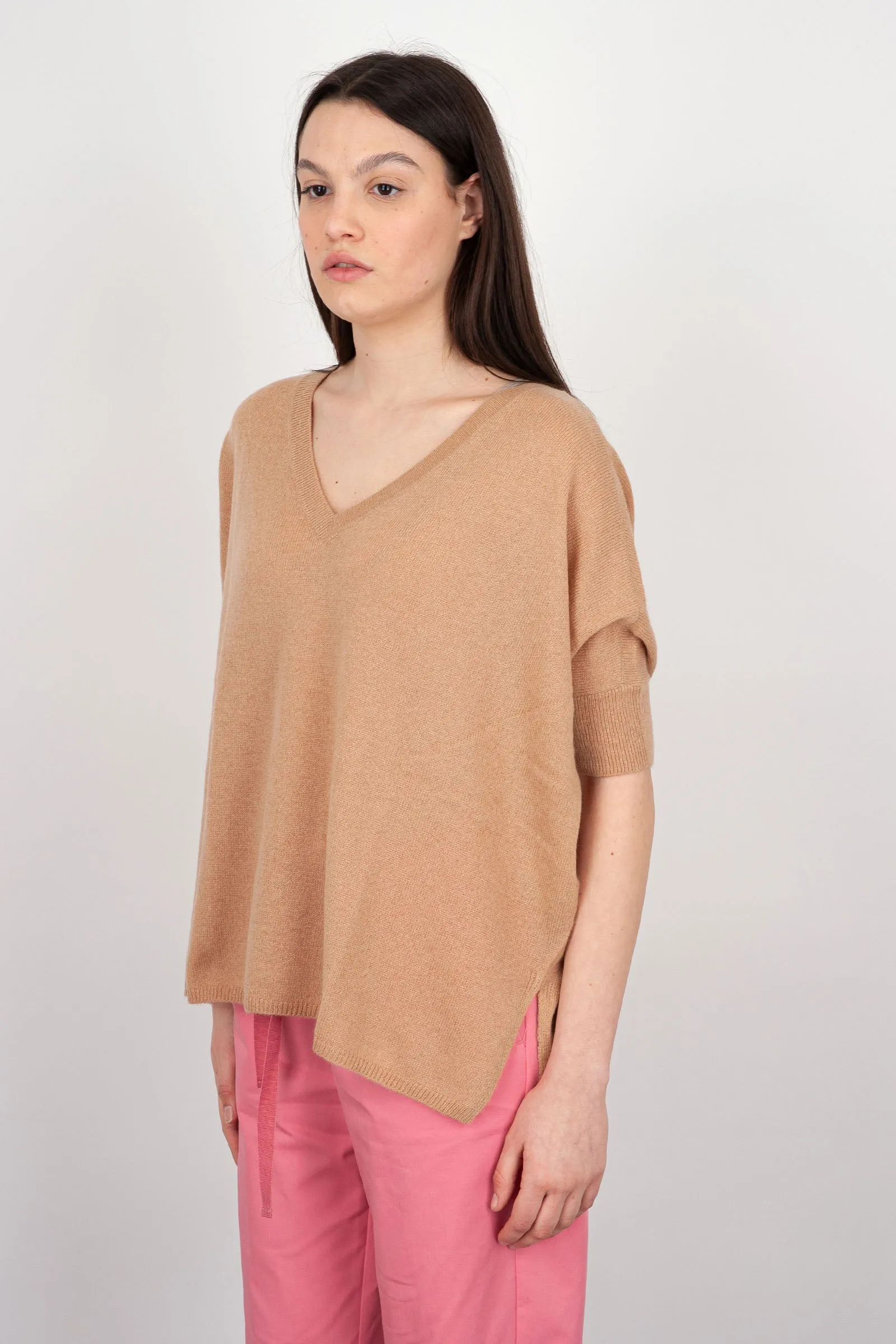 Absolut Cashmere Maglia Poncho Lana Beige