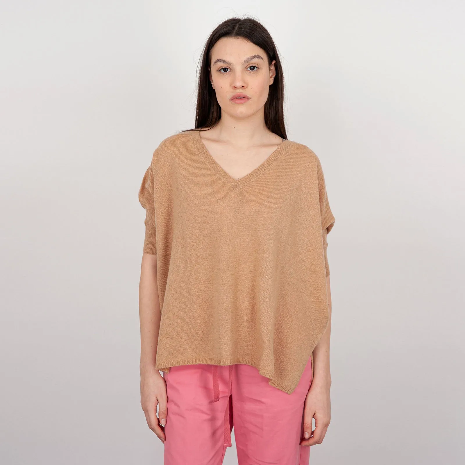 Absolut Cashmere Maglia Poncho Lana Beige