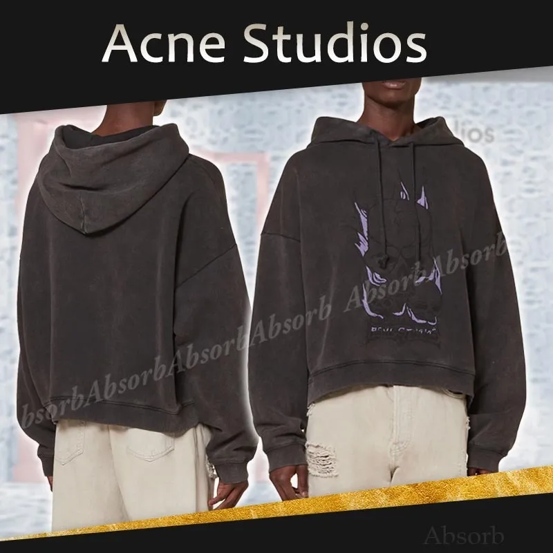 Acne Studios  |Skull Street Style Long Sleeves Cotton Logo Designers