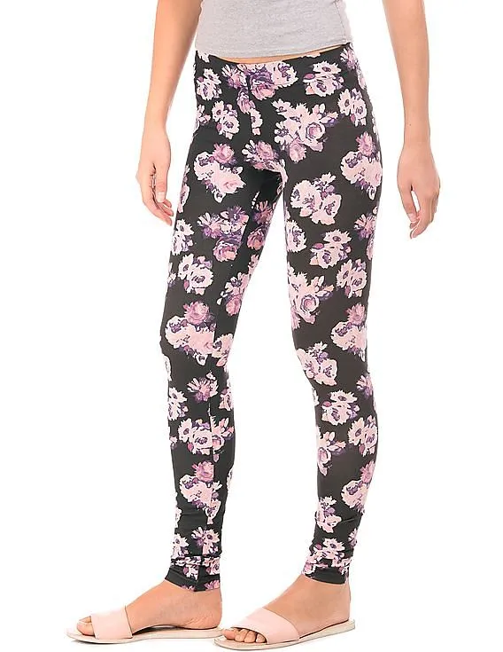 Aeropostale Floral Print Cotton Spandex Leggings