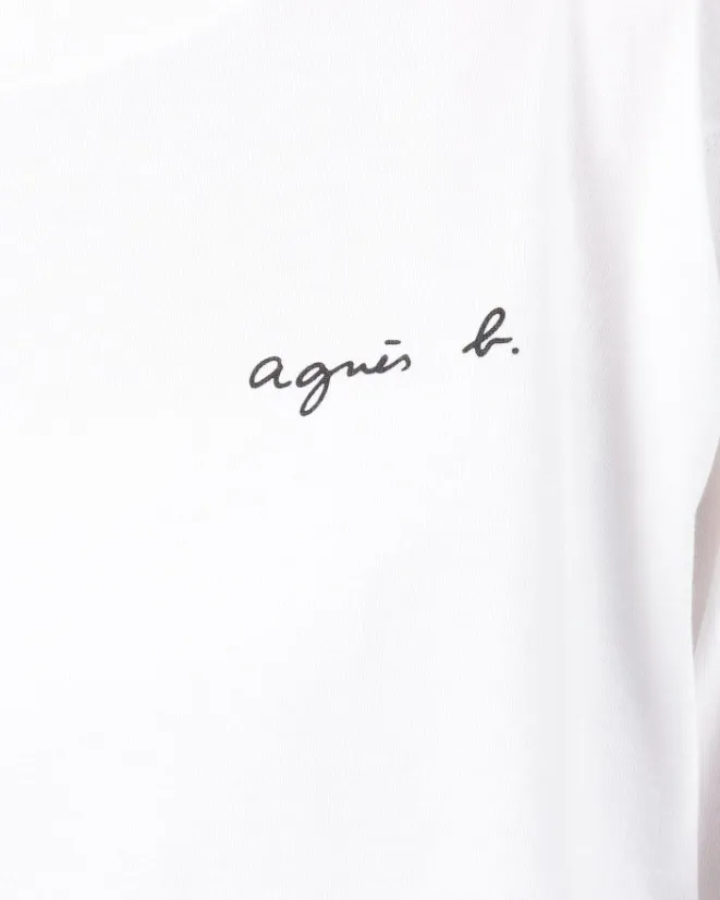 Agnes b  |Crew Neck Street Style Long Sleeves Plain Cotton Logo