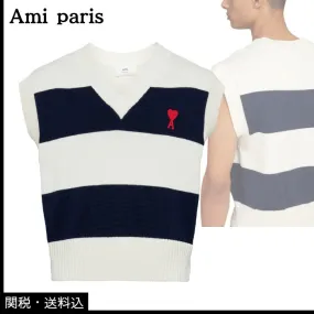 AMI PARIS  |Stripes Unisex Wool Cotton Designers Vests & Gillets