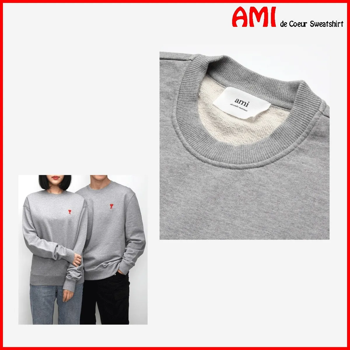 AMI PARIS  |Unisex Street Style U-Neck Cotton Logo Hoodies & Sweatshirts