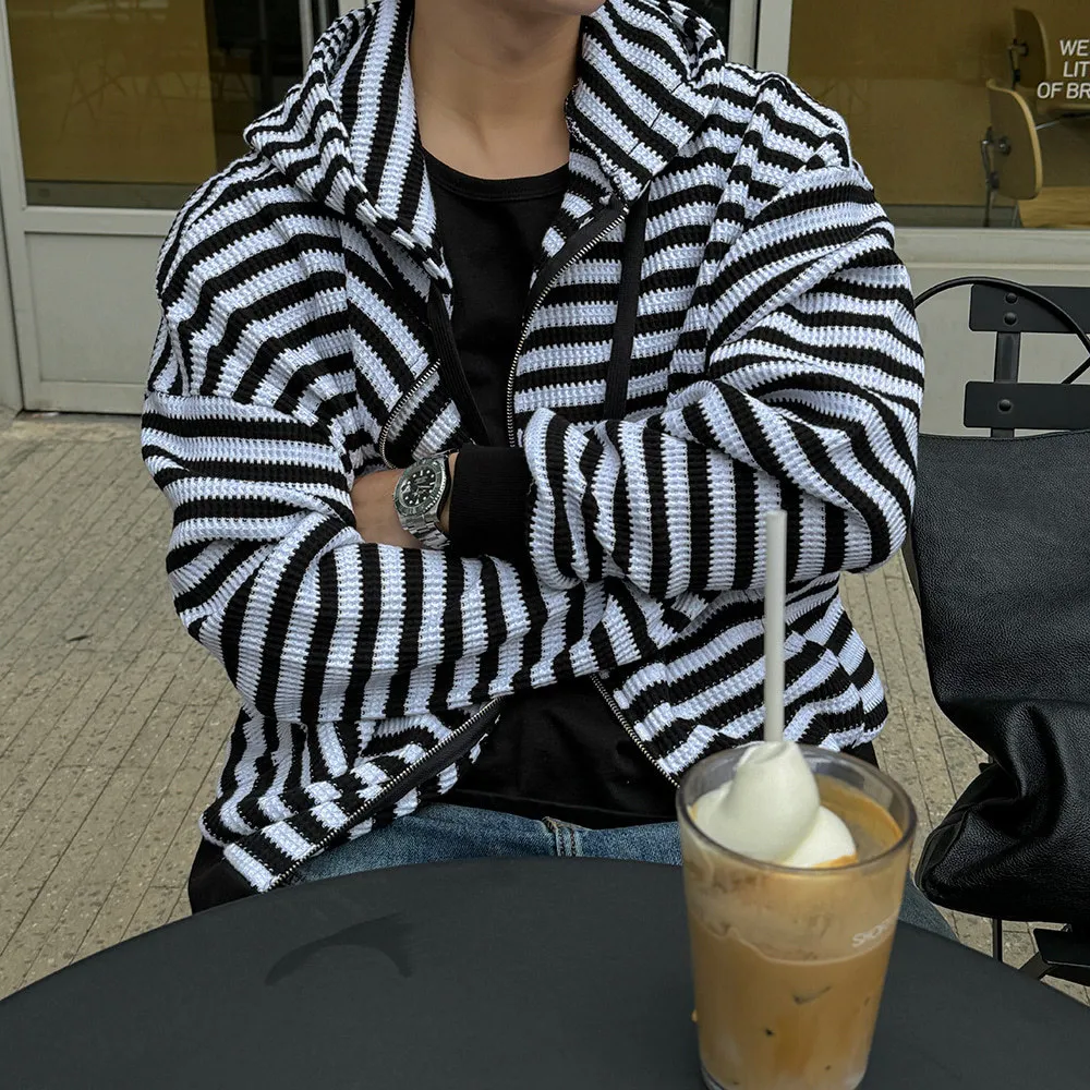 ASCLO  |Stripes Unisex Street Style Long Sleeves Oversized Hoodies