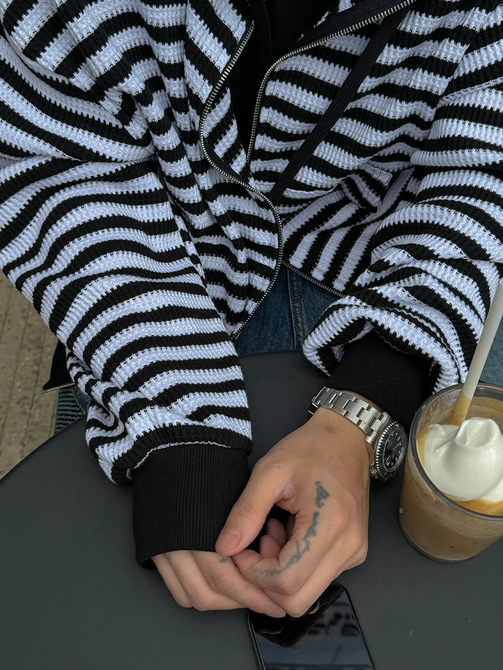 ASCLO  |Stripes Unisex Street Style Long Sleeves Oversized Hoodies