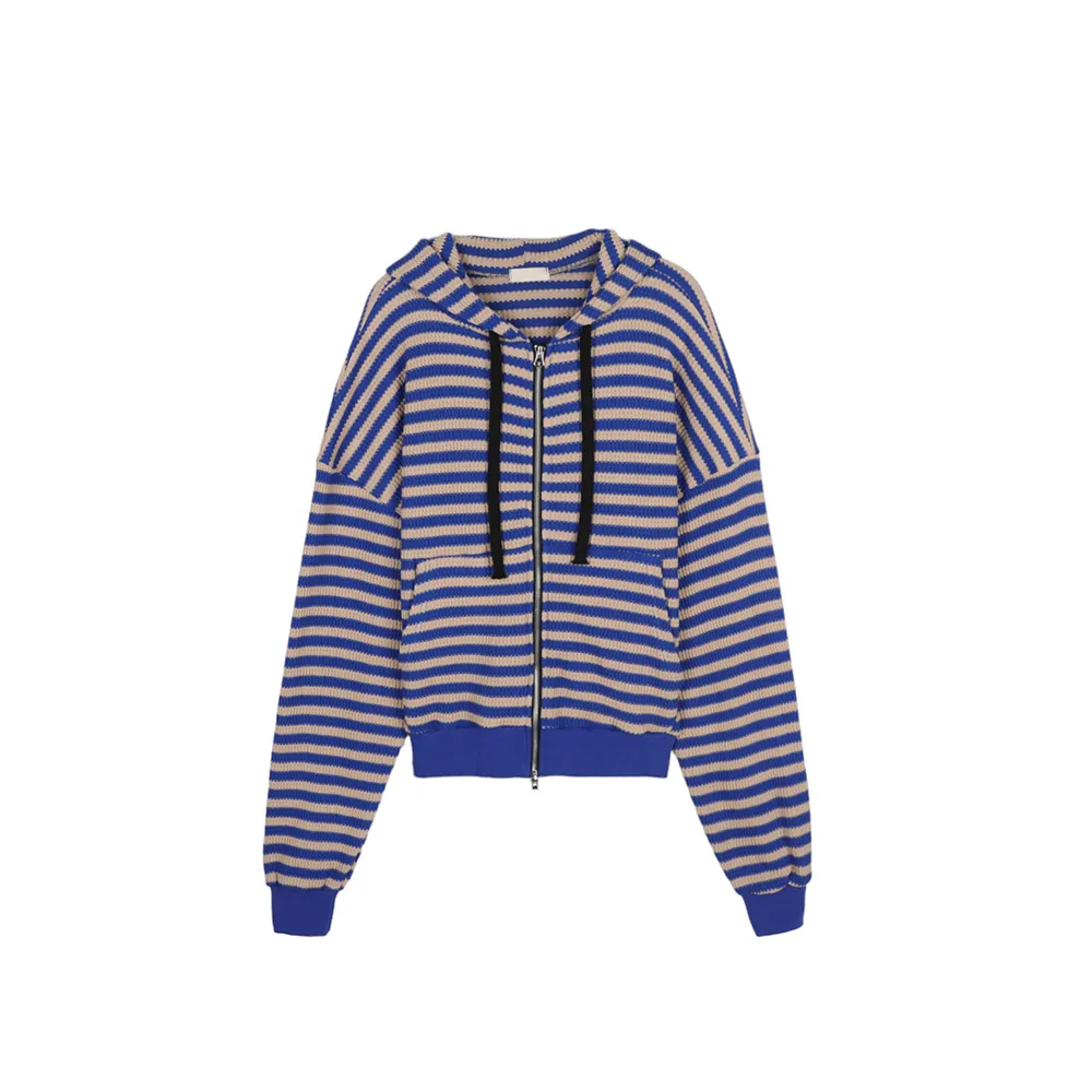 ASCLO  |Stripes Unisex Street Style Long Sleeves Oversized Hoodies