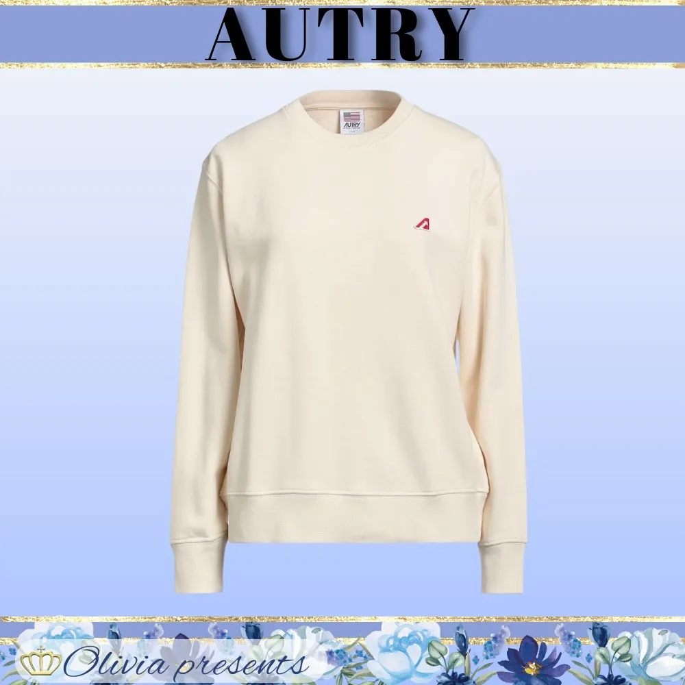 AUTRY  |Crew Neck Street Style Long Sleeves Plain Cotton Logo