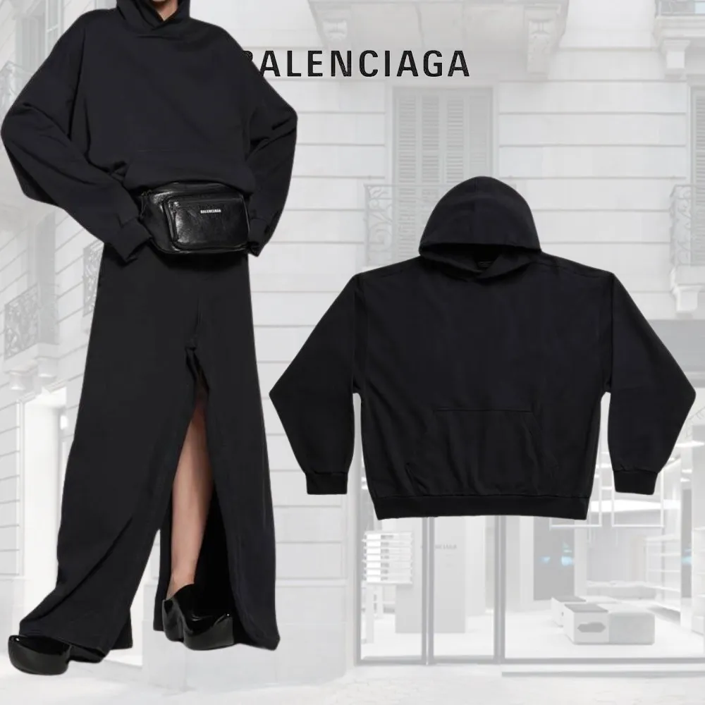 BALENCIAGA  |Unisex Street Style Long Sleeves Plain Cotton Oversized Logo