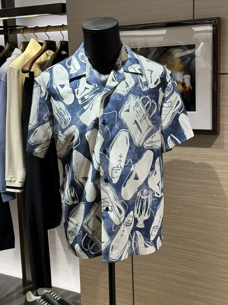 Berluti  |Button-down Silk Short Sleeves Luxury Shirts