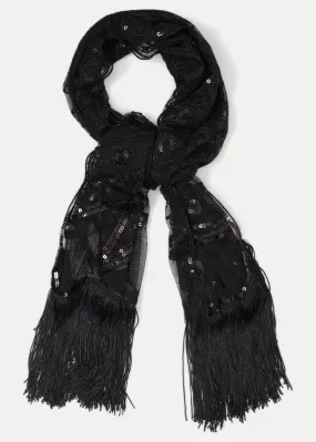 Black Beaded Scarf