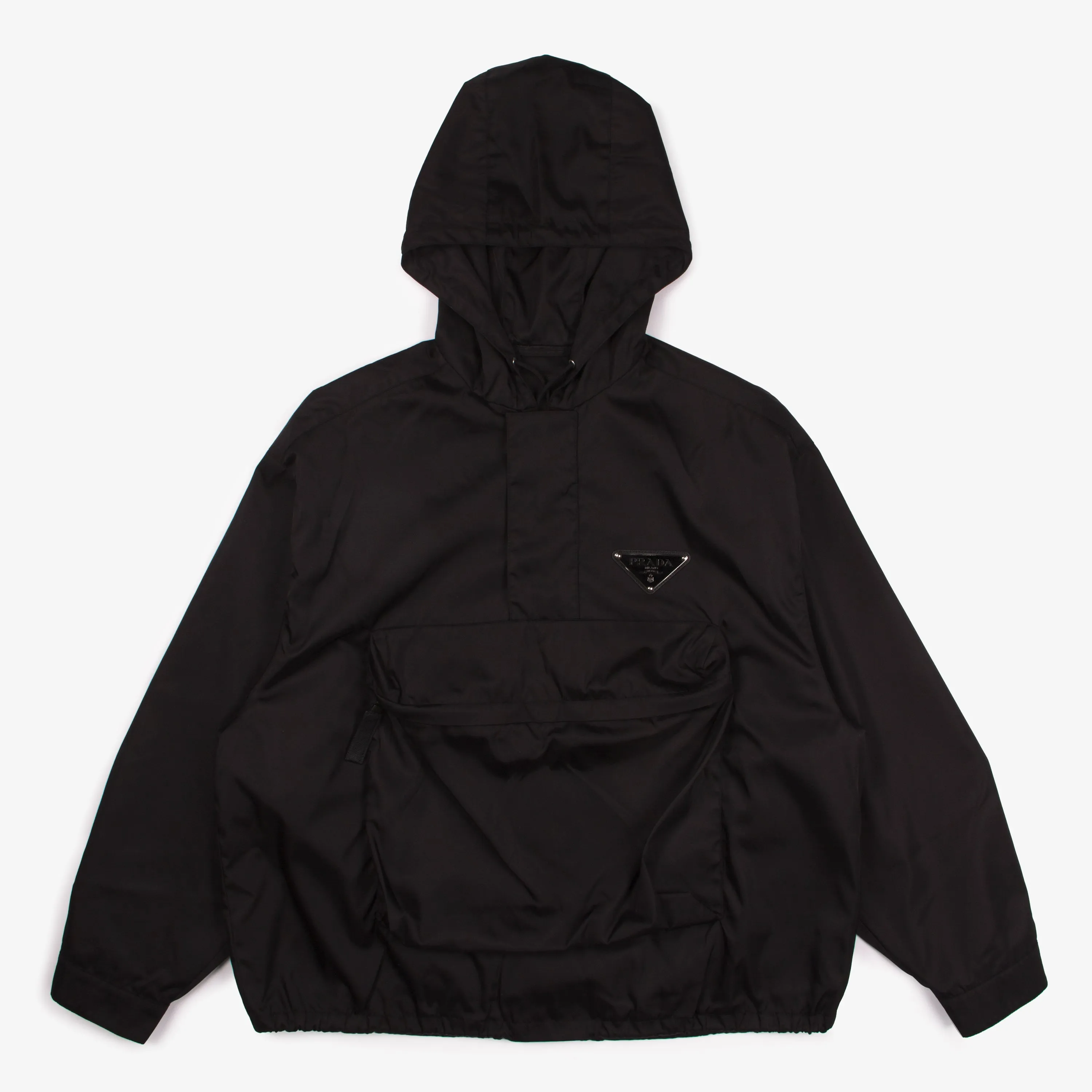 BLACK NYLON ANORAK JACKET