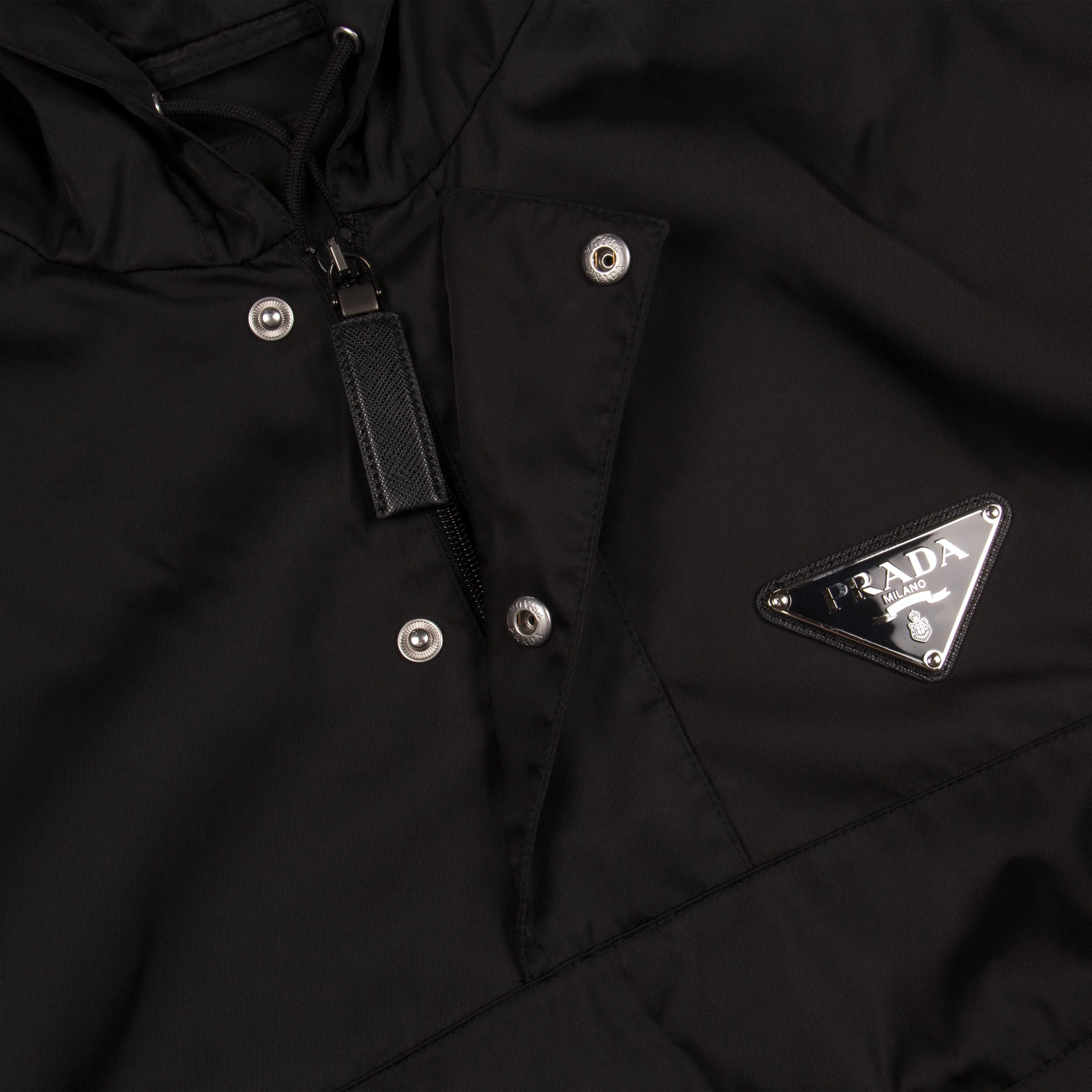 BLACK NYLON ANORAK JACKET