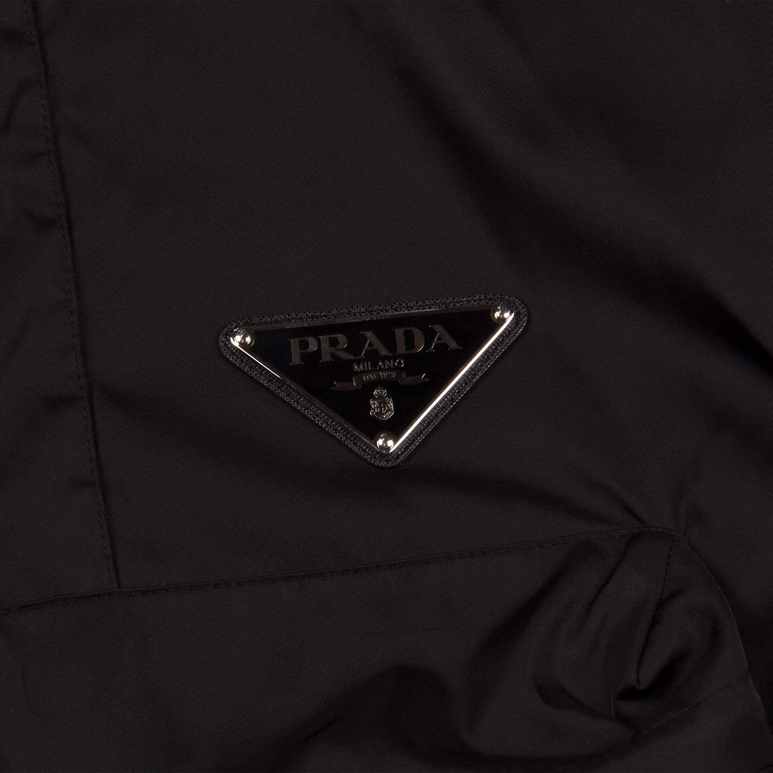 BLACK NYLON ANORAK JACKET