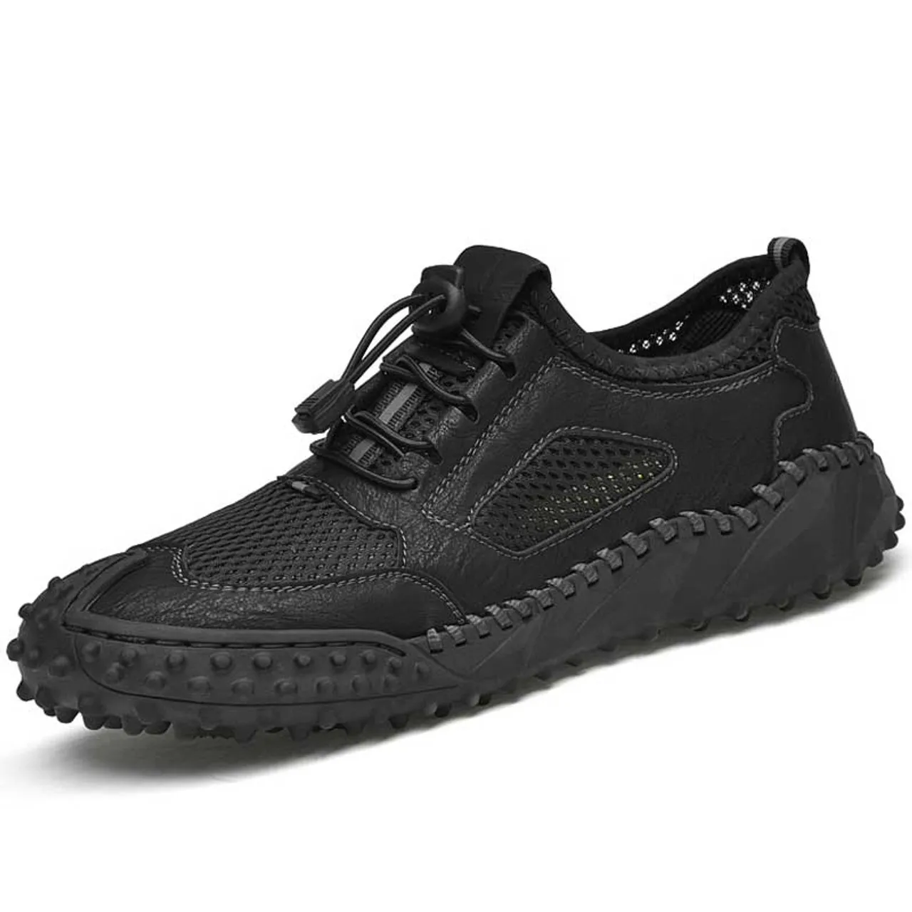 Black sewn accents hollow out shoe sneaker 2497