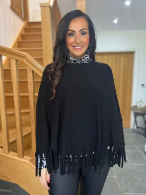 Black Tasselled Poncho Libby