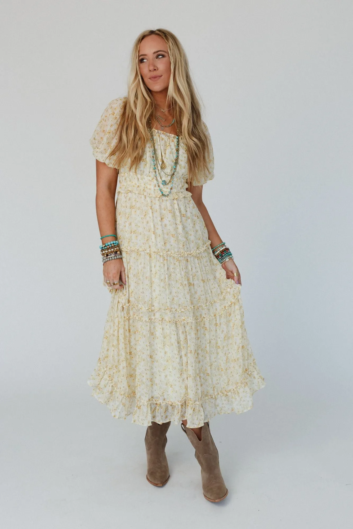 Blossom Girl Tiered Maxi Dress - Yellow