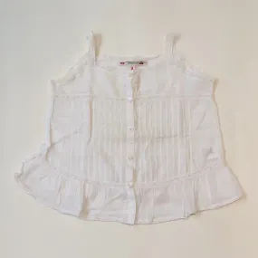 Bonpoint White Cotton Pintuck Summer Blouse With Lace Trim : 3 Years