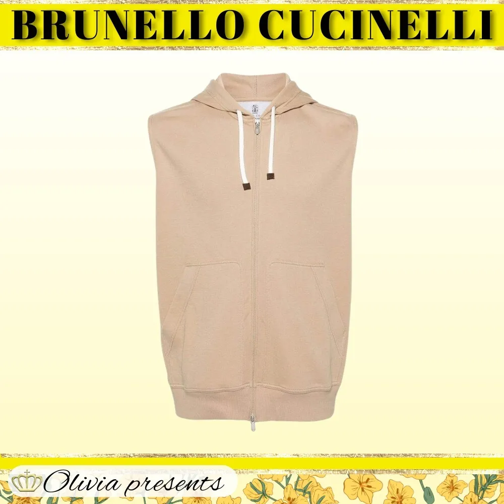 BRUNELLO CUCINELLI  |Sleeveless Street Style Plain Cotton Vests & Gillets