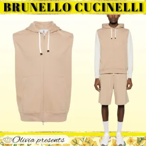 BRUNELLO CUCINELLI  |Sleeveless Street Style Plain Cotton Vests & Gillets