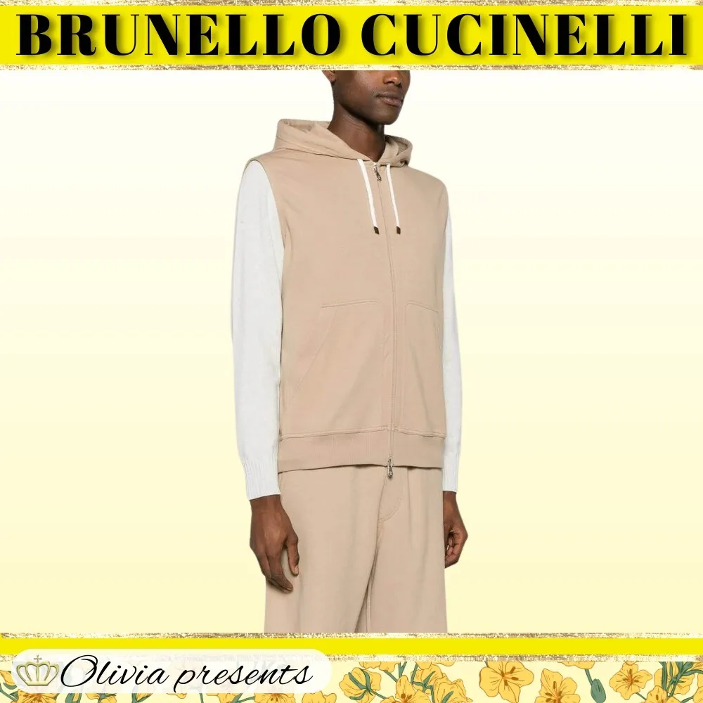 BRUNELLO CUCINELLI  |Sleeveless Street Style Plain Cotton Vests & Gillets