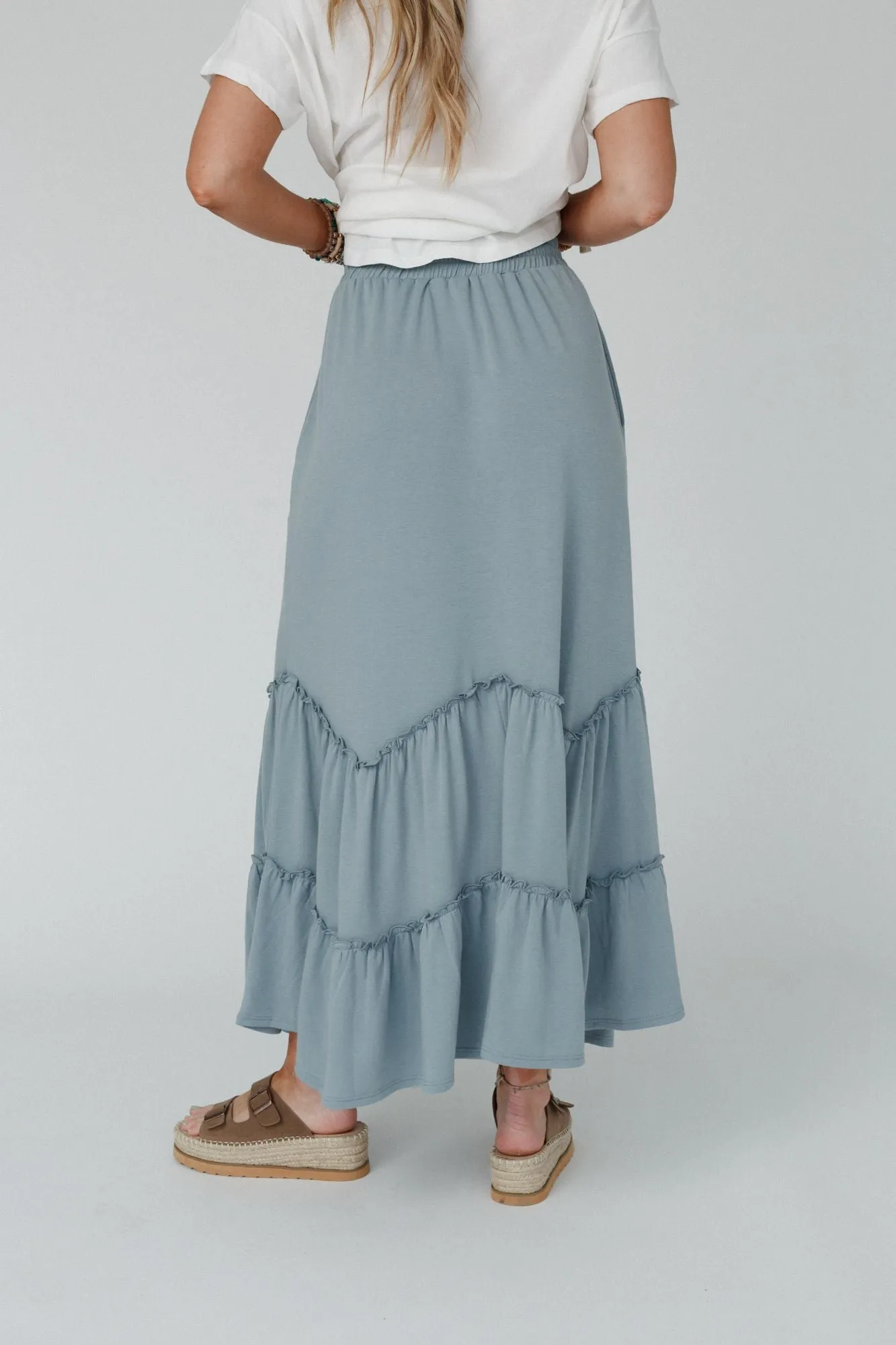 Bunches Of Love Tiered Maxi Skirt - Electric Blue