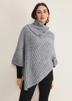 Button Neck Poncho