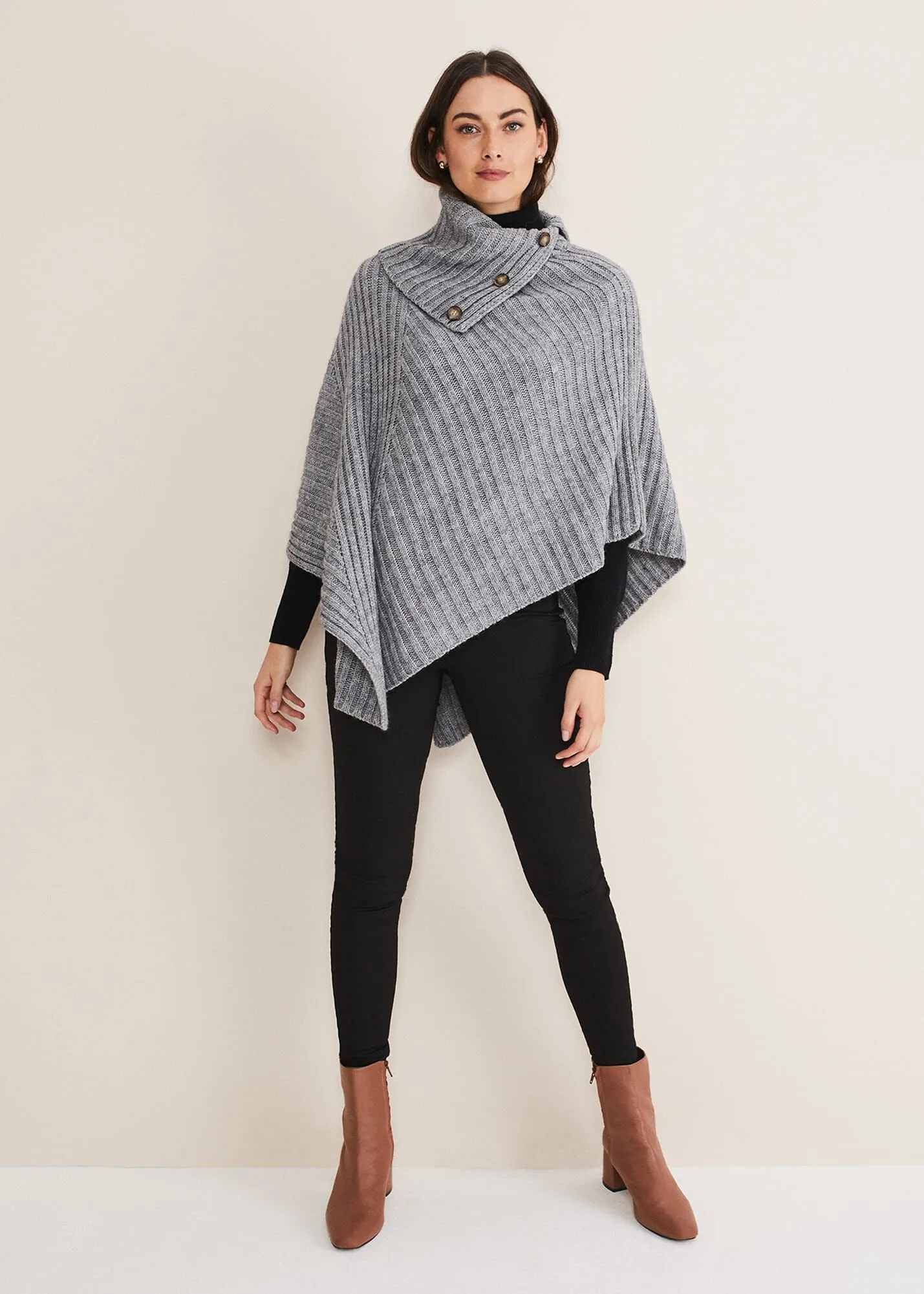 Button Neck Poncho