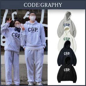 Code graphy  |Unisex Street Style Oversized Logo Hoodies & Sweatshirts