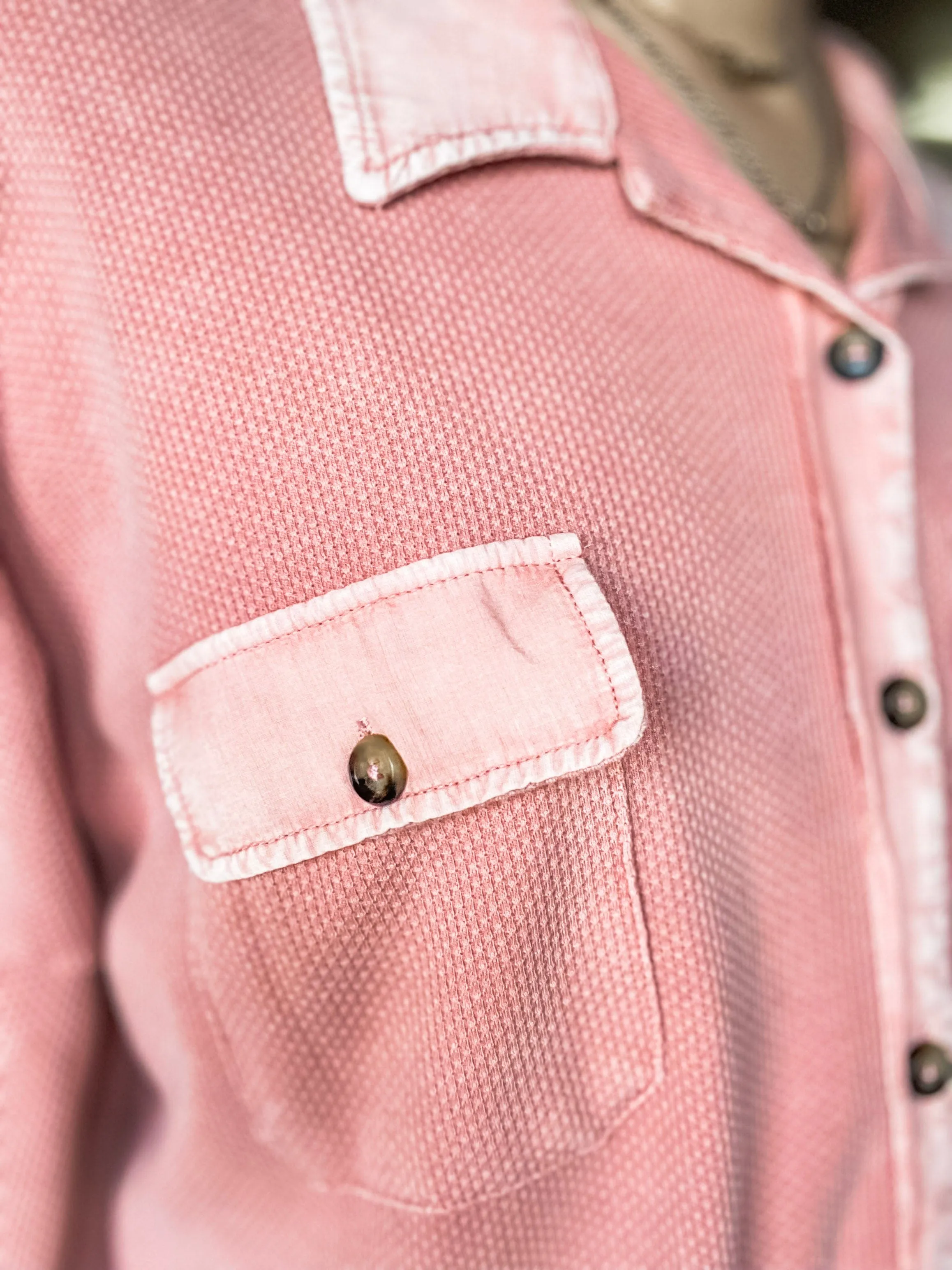 Coral Textured Button Down