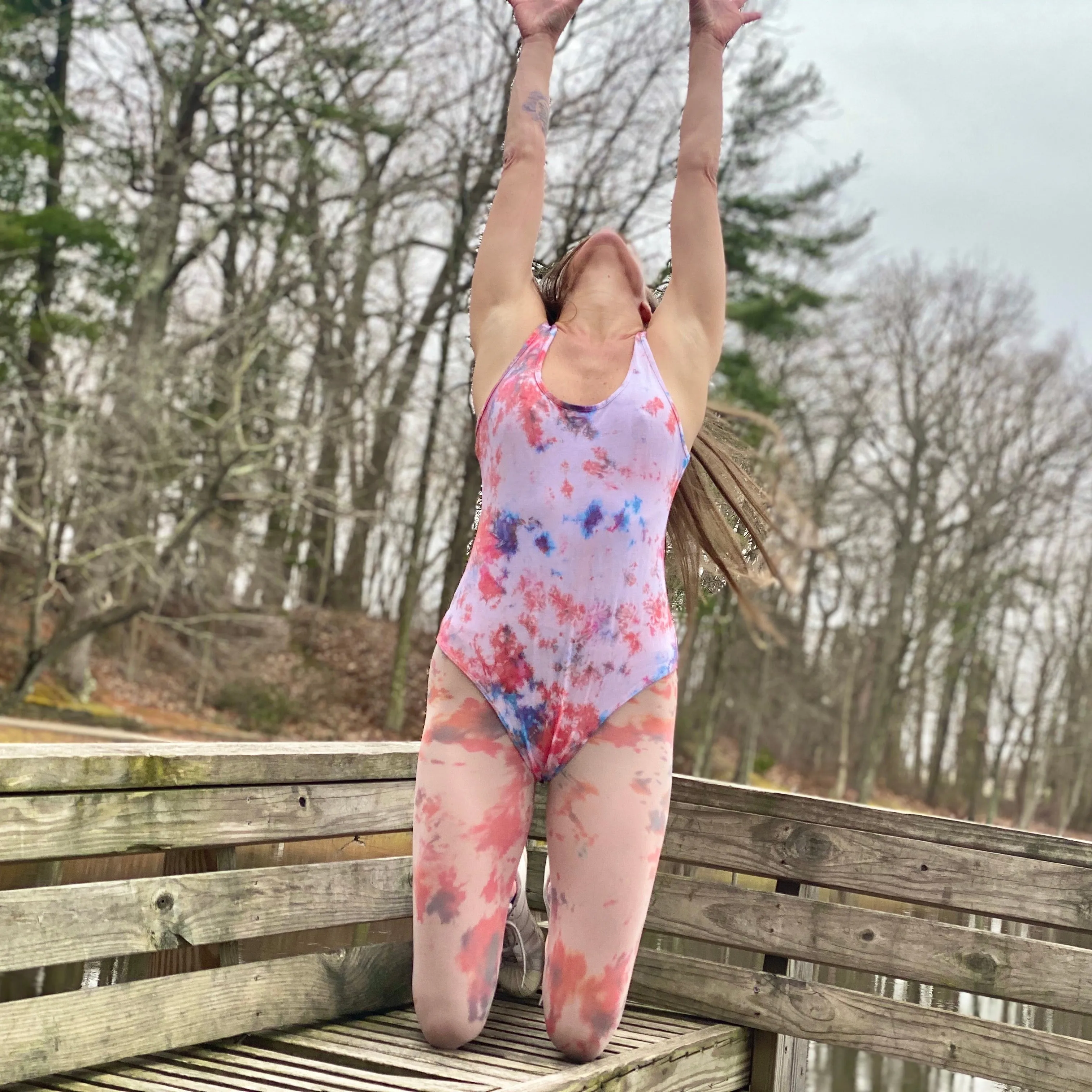 Cotton candy tie dye tights