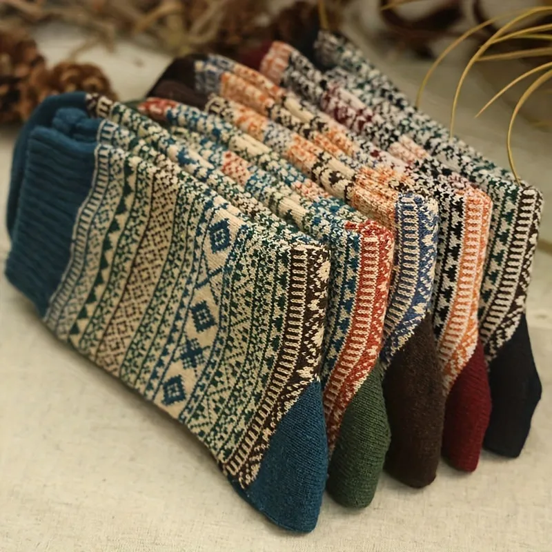 Cozy Vintage Boot Socks for Winter  Mens Cotton Socks