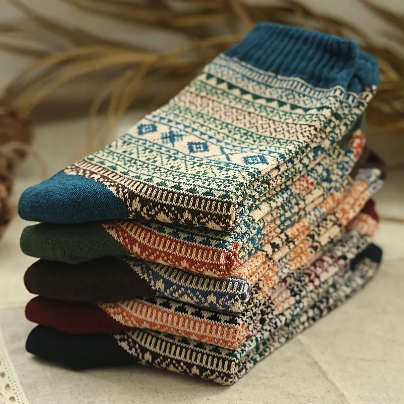 Cozy Vintage Boot Socks for Winter  Mens Cotton Socks