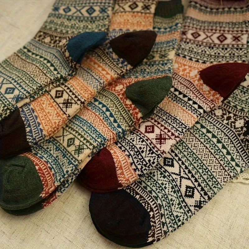 Cozy Vintage Boot Socks for Winter  Mens Cotton Socks