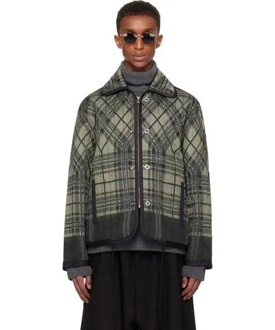 Craig Green Khaki & Black Quilted Plaid Fade Jacket