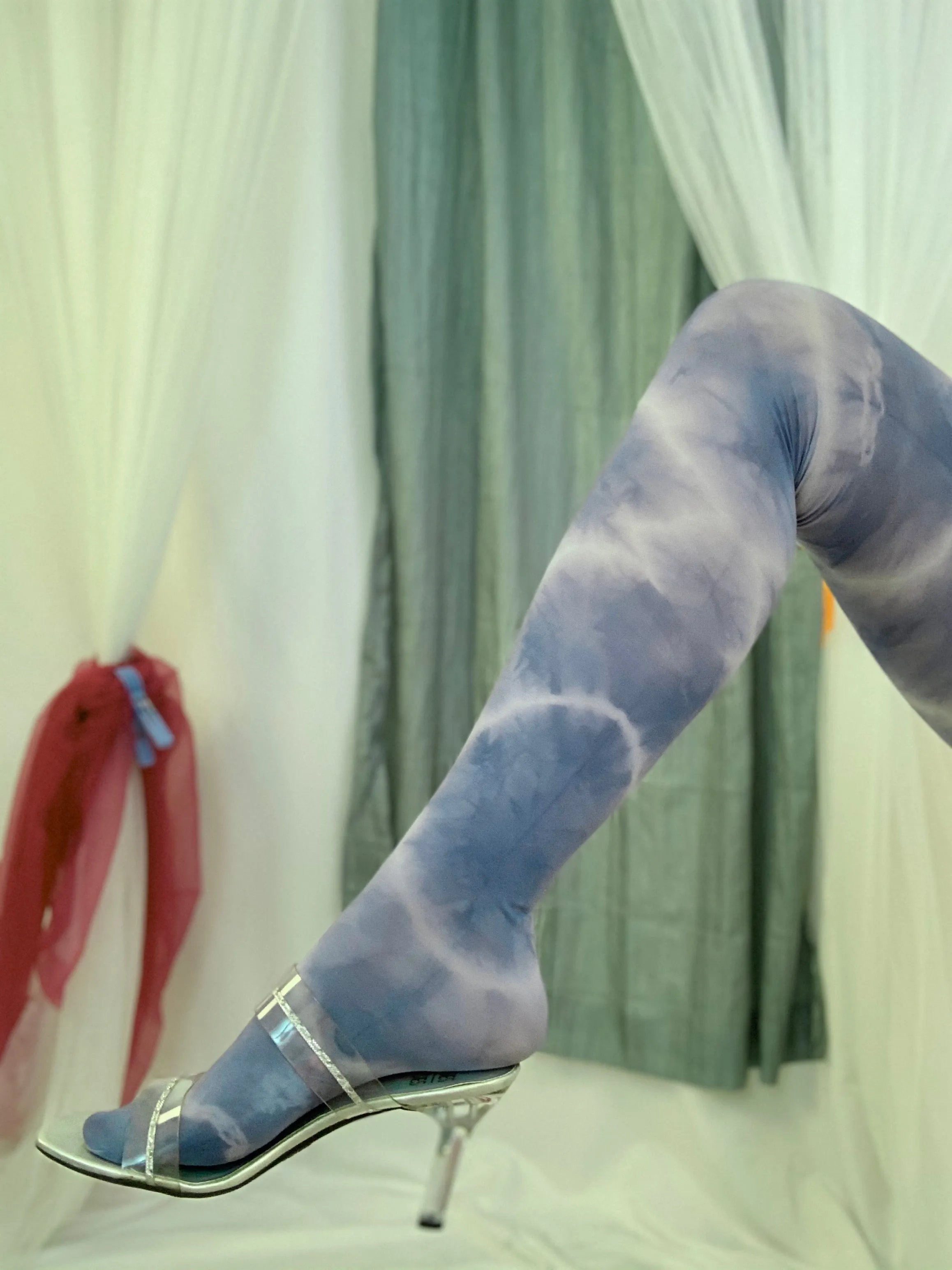 Denim tie dye tights