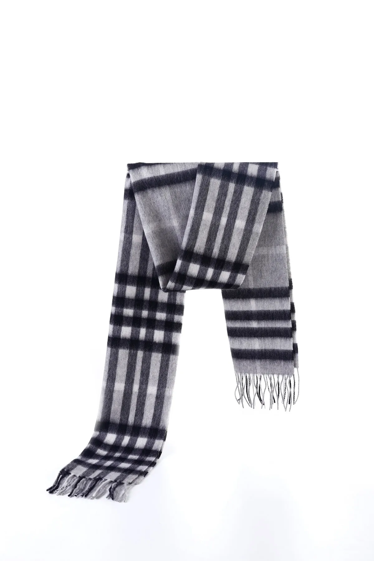 Edinburgh Cashmere Grey Check Lambswool Scarf