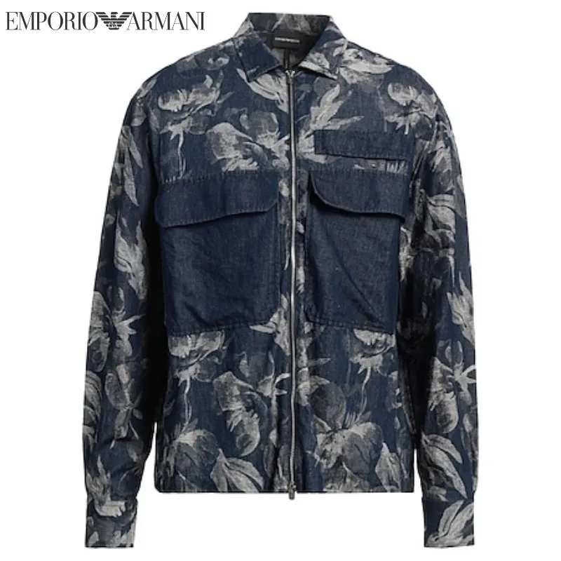 EMPORIO ARMANI  |Button-down Denim Long Sleeves Shirts