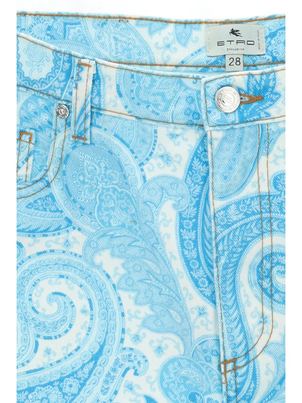 Etro Paisley Printed Denim Shorts