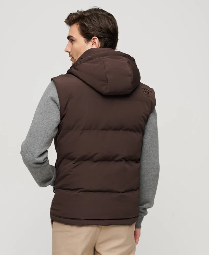 Everest Hooded Puffer Gilet | Dark Brown