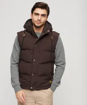 Everest Hooded Puffer Gilet | Dark Brown