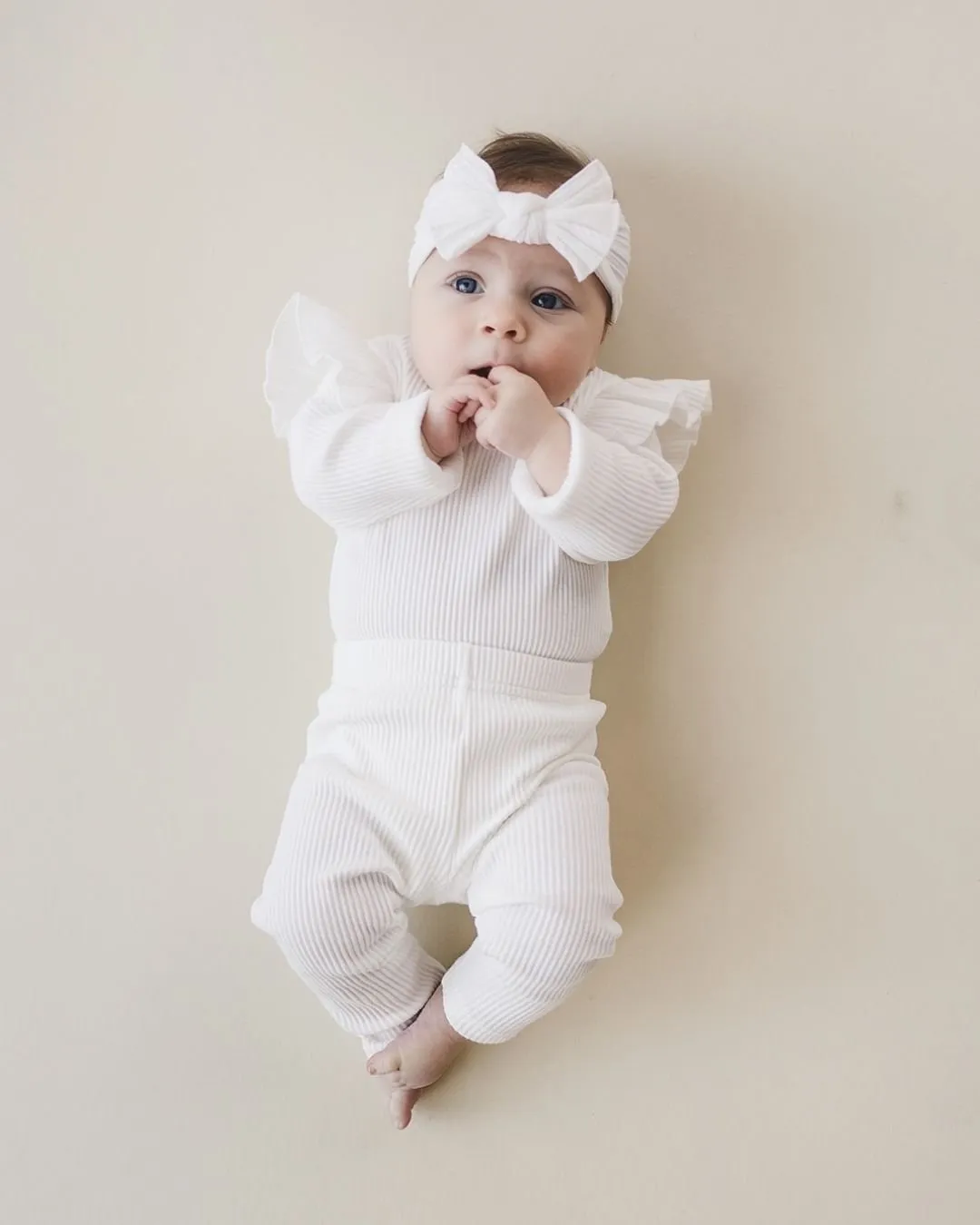 Flutter Sleeve Baby Bodysuit | White