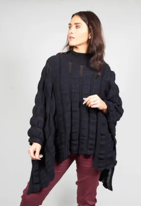 Funnel Neck Poncho in Black