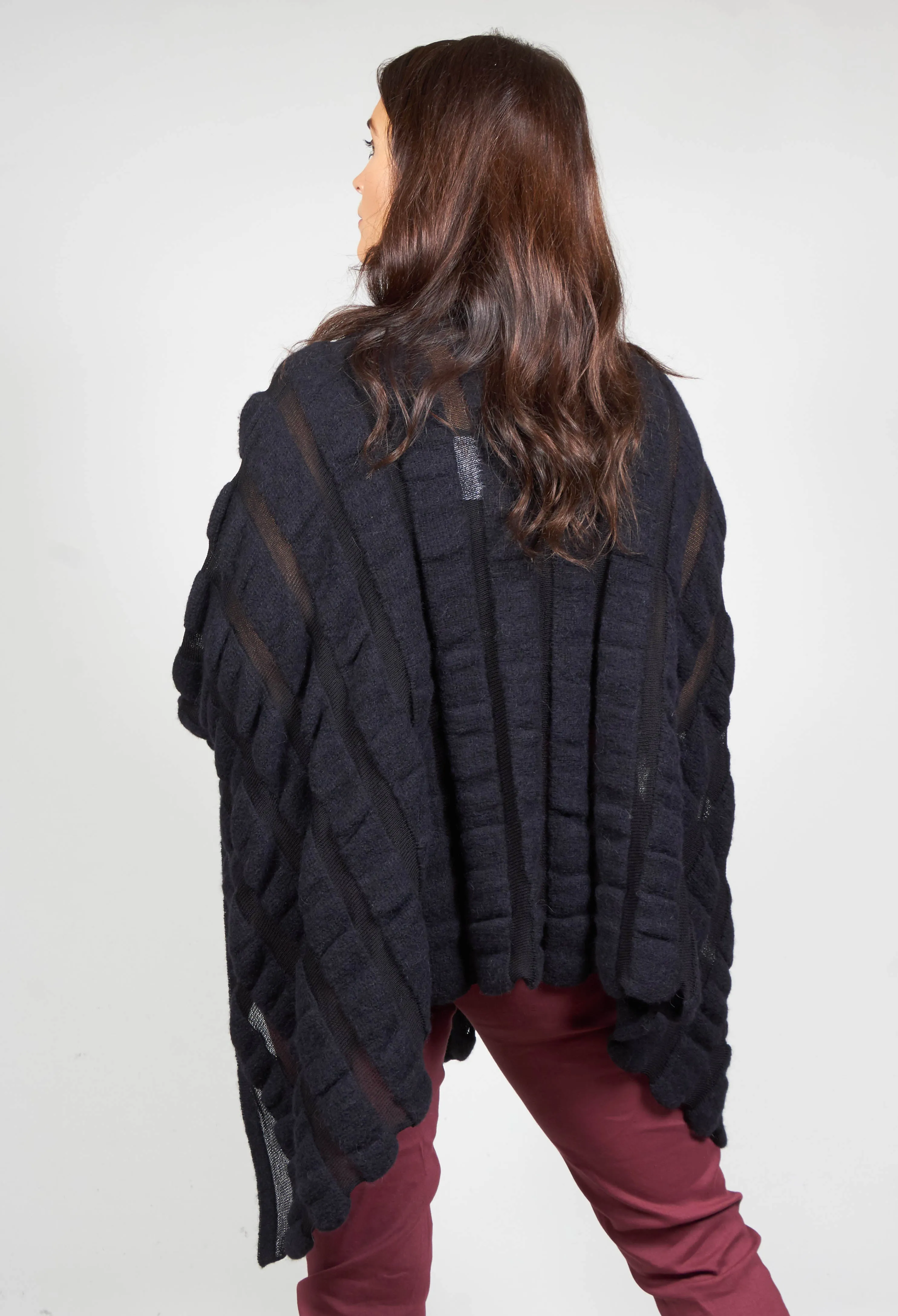 Funnel Neck Poncho in Black