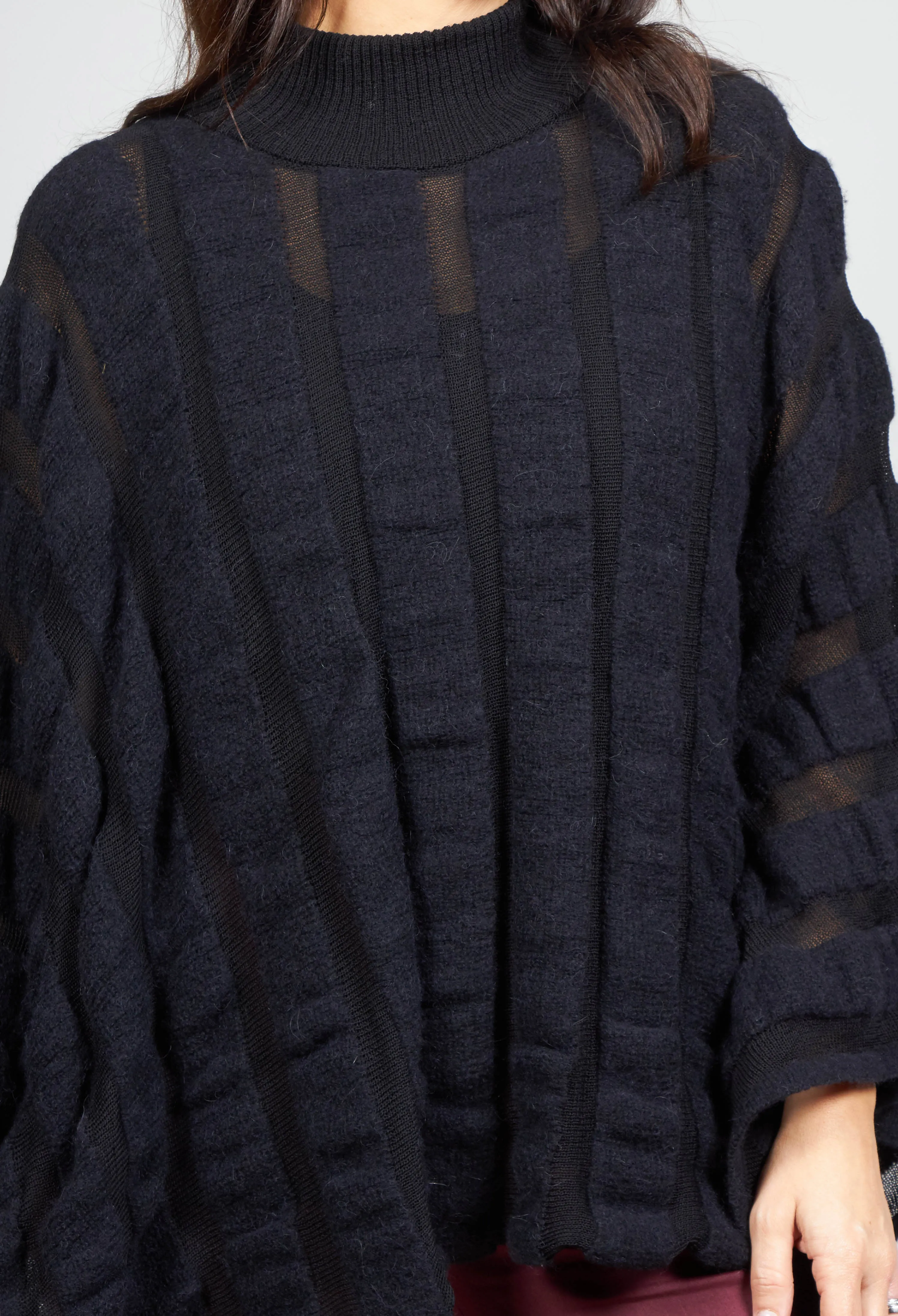 Funnel Neck Poncho in Black