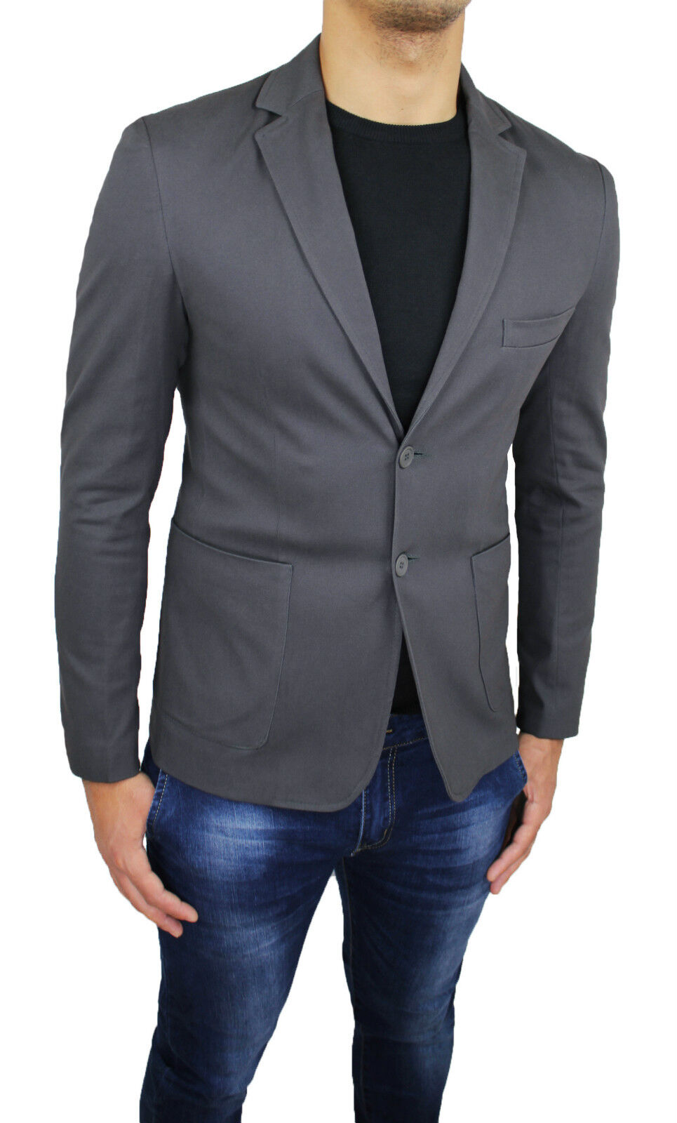 GIACCA BLAZER UOMO DIAMOND GRIGIO SCURO CASUAL SPORTIVA JACKET da XS a XXL