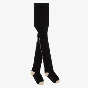 Girls Black & Gold Cotton Knit Tights