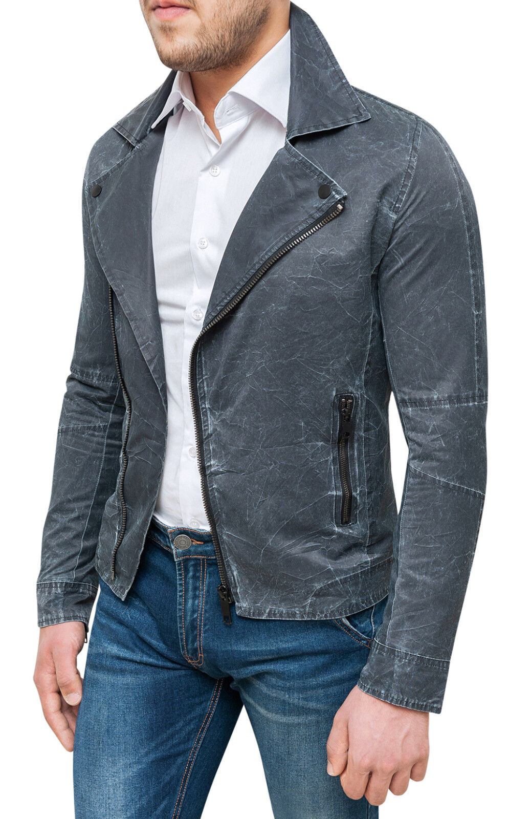 Giubbotto uomo Art C601 grigio slim fit giacca giubbino in cotone man's Jacket