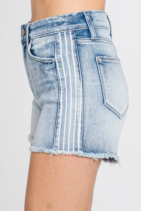 High Rise Light Denim Shorts